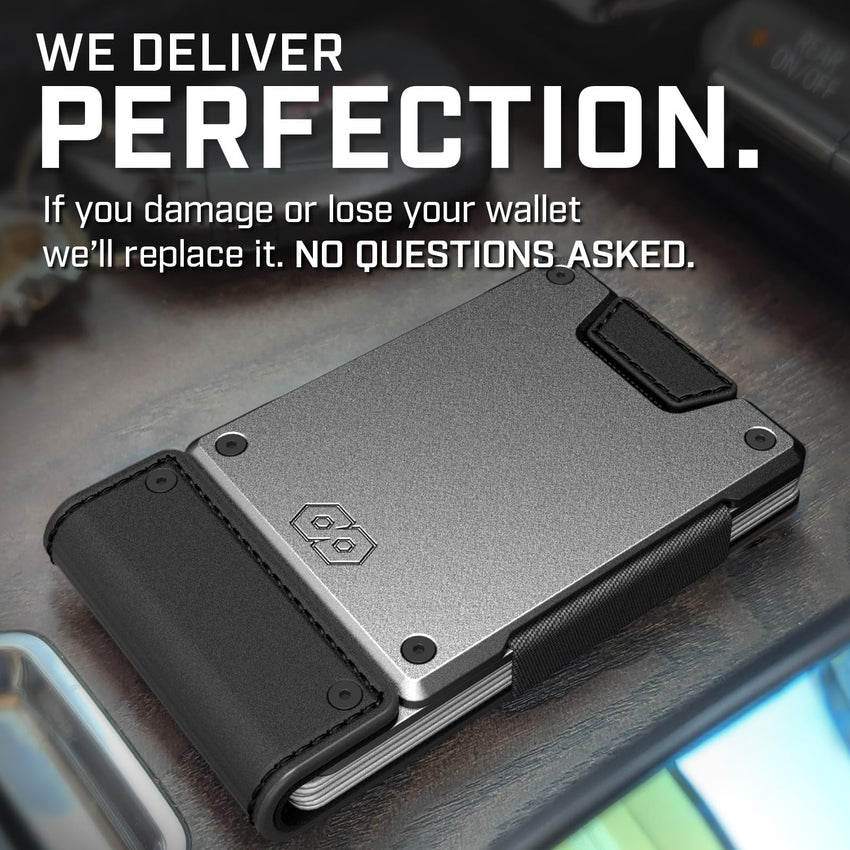 PROOF Wallet | Slim Minimalist Wallets for Men | Leather & Metal | RFID Wallet | Front/Back Pocket | Gift Box | Veteran Owned - 7DAY'S