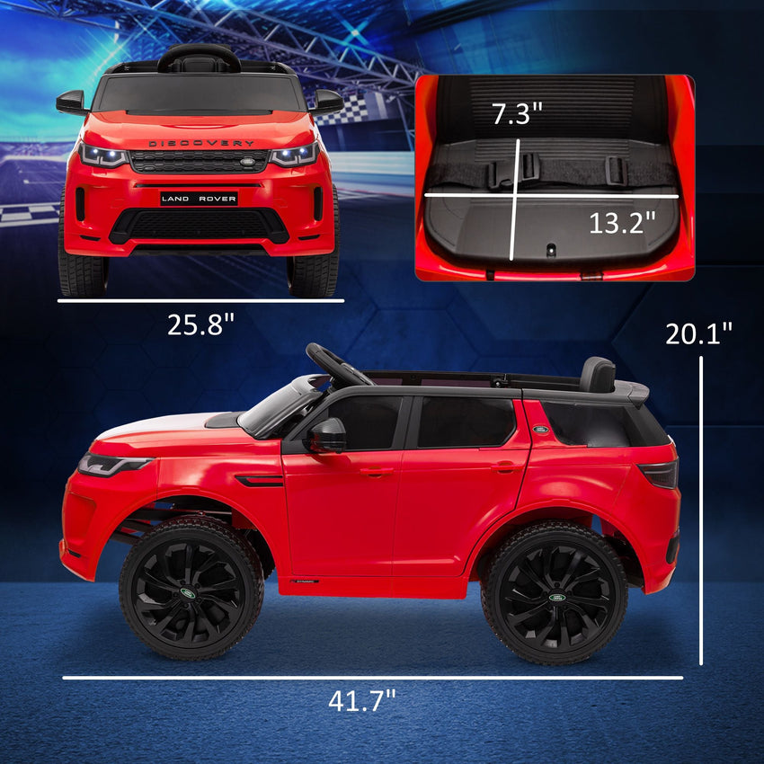 Qaba Land Rover Discovery Sport Licensed 12V Kids Ride on Car, Battery Powered Kids Electric Car with Remote Control, Soft Start, LED Lights, Music Horn, 3 Speeds, Red - 7DAY'S