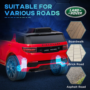Qaba Land Rover Discovery Sport Licensed 12V Kids Ride on Car, Battery Powered Kids Electric Car with Remote Control, Soft Start, LED Lights, Music Horn, 3 Speeds, Red - 7DAY'S