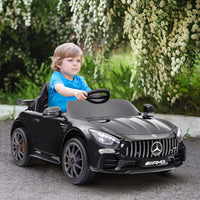 Qaba Mercedes - Benz AMG GTR Licensed 12V Kids Ride on Car, Battery Powered Kids Electric Car with Remote Control, Transport Wheels, Soft Start, Lights, Music, Horn & 3 Speeds for 3 - 6 Years, Black - 7DAY'S