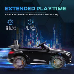 Qaba Mercedes - Benz AMG GTR Licensed 12V Kids Ride on Car, Battery Powered Kids Electric Car with Remote Control, Transport Wheels, Soft Start, Lights, Music, Horn & 3 Speeds for 3 - 6 Years, Black - 7DAY'S