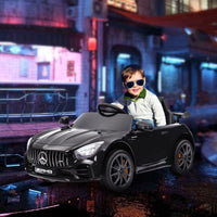Qaba Mercedes - Benz AMG GTR Licensed 12V Kids Ride on Car, Battery Powered Kids Electric Car with Remote Control, Transport Wheels, Soft Start, Lights, Music, Horn & 3 Speeds for 3 - 6 Years, Black - 7DAY'S