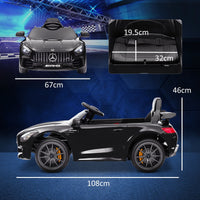 Qaba Mercedes - Benz AMG GTR Licensed 12V Kids Ride on Car, Battery Powered Kids Electric Car with Remote Control, Transport Wheels, Soft Start, Lights, Music, Horn & 3 Speeds for 3 - 6 Years, Black - 7DAY'S