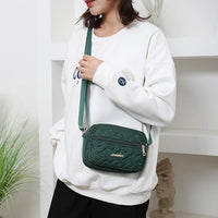Quilted Crossbody Bags for Women - Oxford Cloth Multi - Layer Shoulder Handbag with Wide Strap - Casual Embroidery Business Bag - 7DAY'S