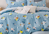 Quinn Blue Floral 100% Cotton Reversible Comforter Set - 7DAY'S