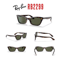 Ray - Ban Lady Burbank RB2299 Cateye Sunglasses for Women + BUNDLE With Designer iWear Complimentary Eyewear Kit - 7DAY'S