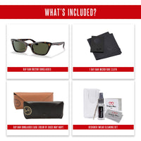 Ray - Ban Lady Burbank RB2299 Cateye Sunglasses for Women + BUNDLE With Designer iWear Complimentary Eyewear Kit - 7DAY'S