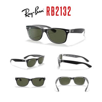 Ray - Ban RB2132 NEW WAYFARER Square Sunglasses For Men For Women + BUNDLE with Designer iWear Eyewear Care Kit - 7DAY'S