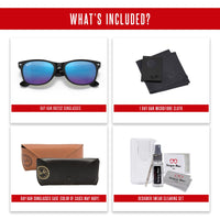 Ray - Ban RB2132 NEW WAYFARER Square Sunglasses For Men For Women + BUNDLE with Designer iWear Eyewear Care Kit - 7DAY'S