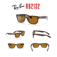 Ray - Ban RB2132 NEW WAYFARER Square Sunglasses For Men For Women + BUNDLE with Designer iWear Eyewear Care Kit - 7DAY'S