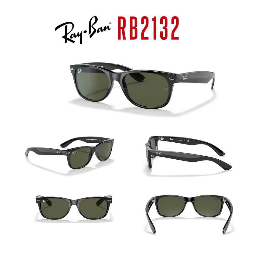 Ray - Ban RB2132 NEW WAYFARER Square Sunglasses For Men For Women + BUNDLE with Designer iWear Eyewear Care Kit - 7DAY'S