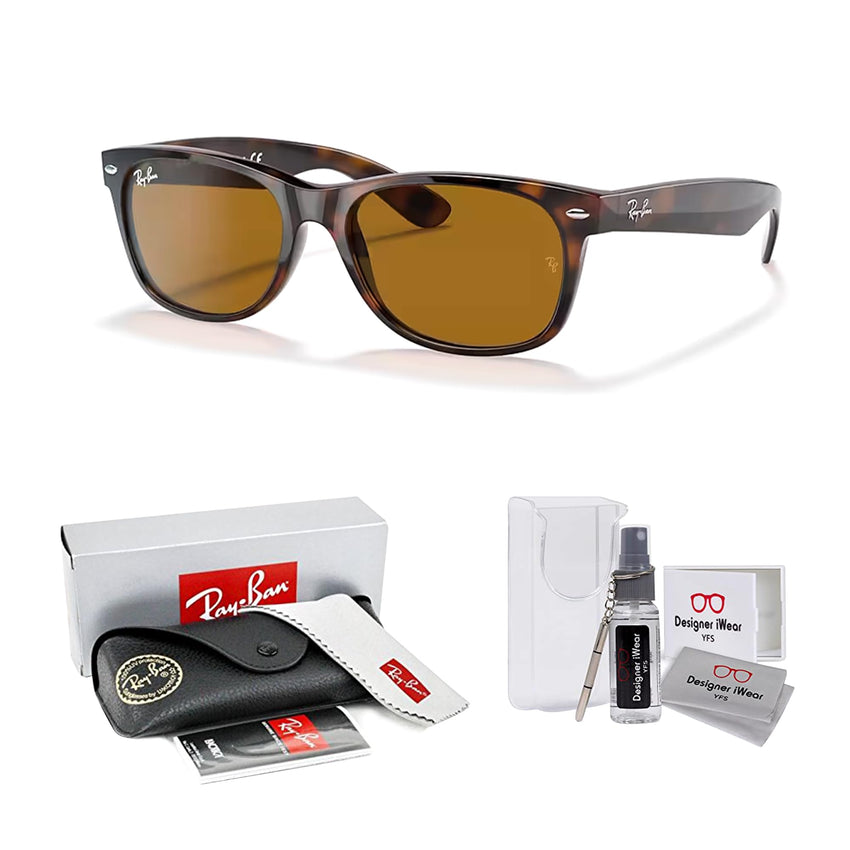 Ray - Ban RB2132 NEW WAYFARER Square Sunglasses For Men For Women + BUNDLE with Designer iWear Eyewear Care Kit - 7DAY'S