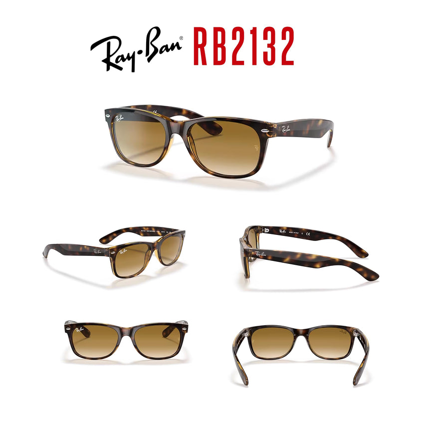Ray - Ban RB2132 NEW WAYFARER Square Sunglasses For Men For Women + BUNDLE with Designer iWear Eyewear Care Kit - 7DAY'S