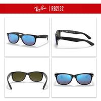 Ray - Ban RB2132 NEW WAYFARER Square Sunglasses For Men For Women + BUNDLE with Designer iWear Eyewear Care Kit - 7DAY'S