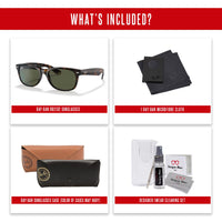 Ray - Ban RB2132 POLARIZED NEW WAYFARER Square Sunglasses For Men For Women + BUNDLE with Designer iWear Eyewear Care Kit - 7DAY'S