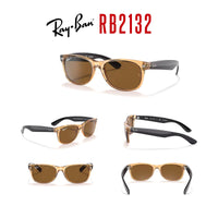 Ray - Ban RB2132 POLARIZED NEW WAYFARER Square Sunglasses For Men For Women + BUNDLE with Designer iWear Eyewear Care Kit - 7DAY'S