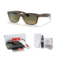 Ray - Ban RB2132 POLARIZED NEW WAYFARER Square Sunglasses For Men For Women + BUNDLE with Designer iWear Eyewear Care Kit - 7DAY'S