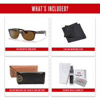 Ray - Ban RB2132 POLARIZED NEW WAYFARER Square Sunglasses For Men For Women + BUNDLE with Designer iWear Eyewear Care Kit - 7DAY'S