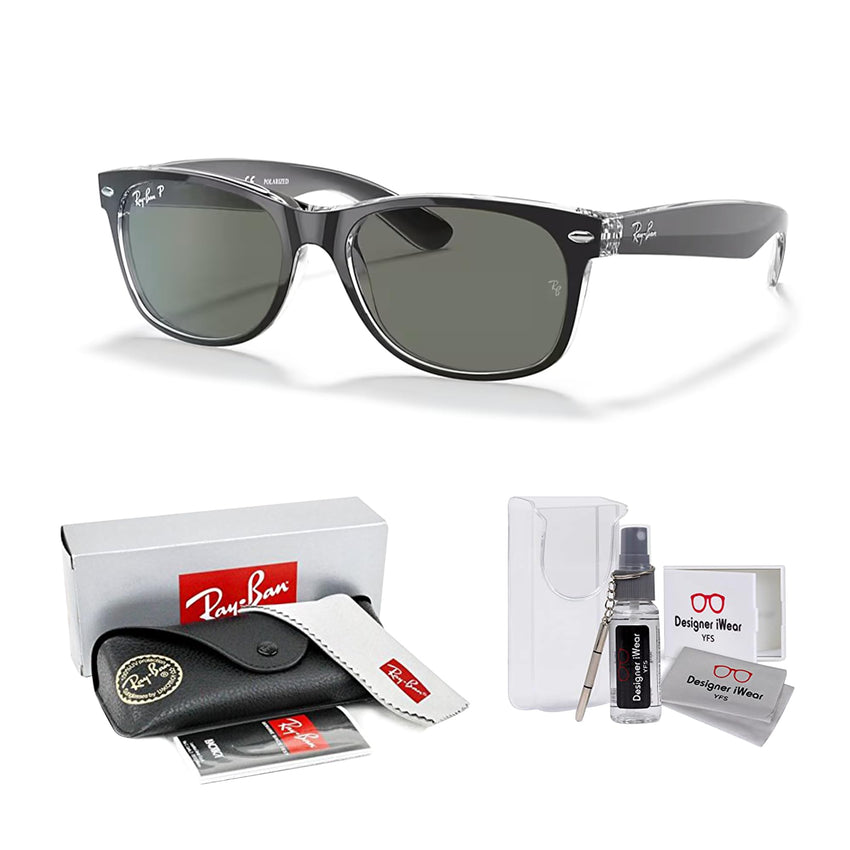 Ray - Ban RB2132 POLARIZED NEW WAYFARER Square Sunglasses For Men For Women + BUNDLE with Designer iWear Eyewear Care Kit - 7DAY'S