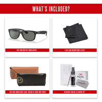 Ray - Ban RB2132 POLARIZED NEW WAYFARER Square Sunglasses For Men For Women + BUNDLE with Designer iWear Eyewear Care Kit - 7DAY'S