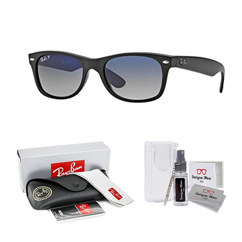 Ray - Ban RB2132 POLARIZED NEW WAYFARER Square Sunglasses For Men For Women + BUNDLE with Designer iWear Eyewear Care Kit - 7DAY'S