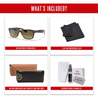 Ray - Ban RB2132 POLARIZED NEW WAYFARER Square Sunglasses For Men For Women + BUNDLE with Designer iWear Eyewear Care Kit - 7DAY'S