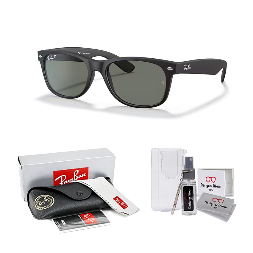 Ray - Ban RB2132 POLARIZED NEW WAYFARER Square Sunglasses For Men For Women + BUNDLE with Designer iWear Eyewear Care Kit - 7DAY'S