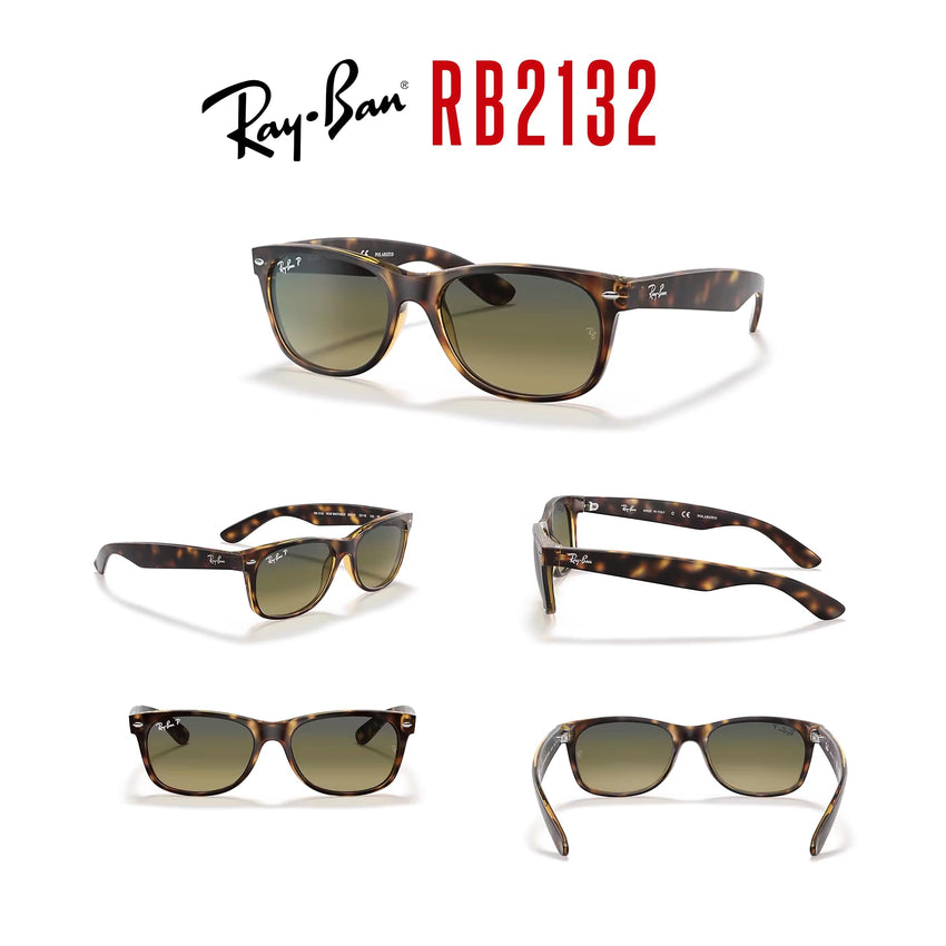Ray - Ban RB2132 POLARIZED NEW WAYFARER Square Sunglasses For Men For Women + BUNDLE with Designer iWear Eyewear Care Kit - 7DAY'S
