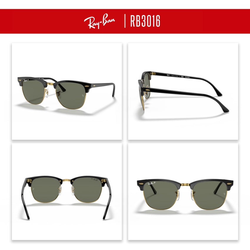 Ray - Ban RB3016 CLUBMASTER Sunglasses For Men For Women + BUNDLE with Designer iWear Eyewear Care Kit - 7DAY'S