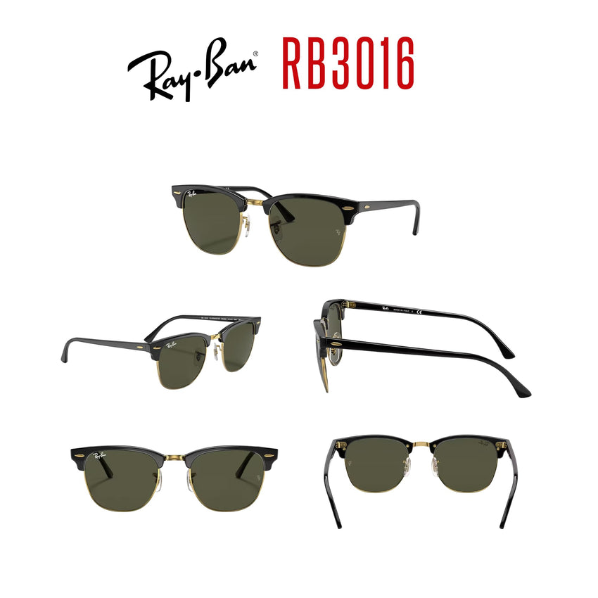 Ray - Ban RB3016 CLUBMASTER Sunglasses For Men For Women + BUNDLE with Designer iWear Eyewear Care Kit - 7DAY'S