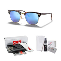 Ray - Ban RB3016 CLUBMASTER Sunglasses For Men For Women + BUNDLE with Designer iWear Eyewear Care Kit - 7DAY'S