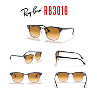 Ray - Ban RB3016 CLUBMASTER Sunglasses For Men For Women + BUNDLE with Designer iWear Eyewear Care Kit - 7DAY'S