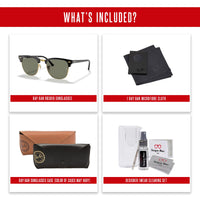 Ray - Ban RB3016 CLUBMASTER Sunglasses For Men For Women + BUNDLE with Designer iWear Eyewear Care Kit - 7DAY'S