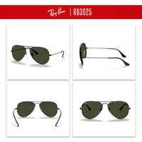 Ray - Ban RB3025 Metal Aviator Sunglasses For Men For Women + BUNDLE with Designer iWear Eyewear Care Kit - 7DAY'S