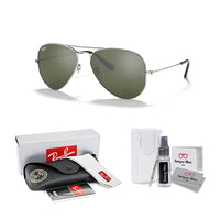 Ray - Ban RB3025 Metal Aviator Sunglasses For Men For Women + BUNDLE with Designer iWear Eyewear Care Kit - 7DAY'S