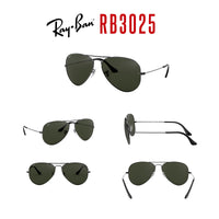 Ray - Ban RB3025 Metal Aviator Sunglasses For Men For Women + BUNDLE with Designer iWear Eyewear Care Kit - 7DAY'S