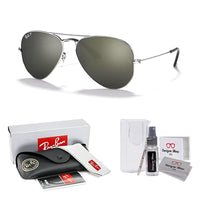 Ray - Ban RB3025 Metal POLARIZED Aviator Sunglasses For Men For Women + BUNDLE with Designer iWear Eyewear Care Kit - 7DAY'S