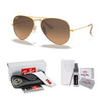 Ray - Ban RB3025 Metal POLARIZED Aviator Sunglasses For Men For Women + BUNDLE with Designer iWear Eyewear Care Kit - 7DAY'S