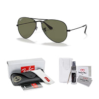 Ray - Ban RB3025 Metal POLARIZED Aviator Sunglasses For Men For Women + BUNDLE with Designer iWear Eyewear Care Kit - 7DAY'S