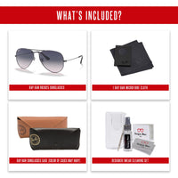 Ray - Ban RB3025 Metal POLARIZED Aviator Sunglasses For Men For Women + BUNDLE with Designer iWear Eyewear Care Kit - 7DAY'S