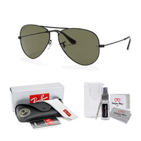 Ray - Ban RB3025 Metal POLARIZED Aviator Sunglasses For Men For Women + BUNDLE with Designer iWear Eyewear Care Kit - 7DAY'S