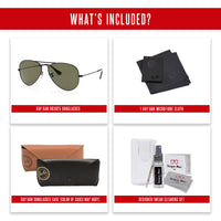 Ray - Ban RB3025 Metal POLARIZED Aviator Sunglasses For Men For Women + BUNDLE with Designer iWear Eyewear Care Kit - 7DAY'S