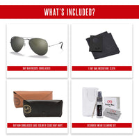 Ray - Ban RB3025 Metal POLARIZED Aviator Sunglasses For Men For Women + BUNDLE with Designer iWear Eyewear Care Kit - 7DAY'S