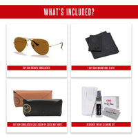 Ray - Ban RB3025 Metal POLARIZED Aviator Sunglasses For Men For Women + BUNDLE with Designer iWear Eyewear Care Kit - 7DAY'S