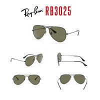 Ray - Ban RB3025 Metal POLARIZED Aviator Sunglasses For Men For Women + BUNDLE with Designer iWear Eyewear Care Kit - 7DAY'S