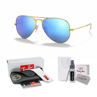 Ray - Ban RB3025 Metal POLARIZED Aviator Sunglasses For Men For Women + BUNDLE with Designer iWear Eyewear Care Kit - 7DAY'S