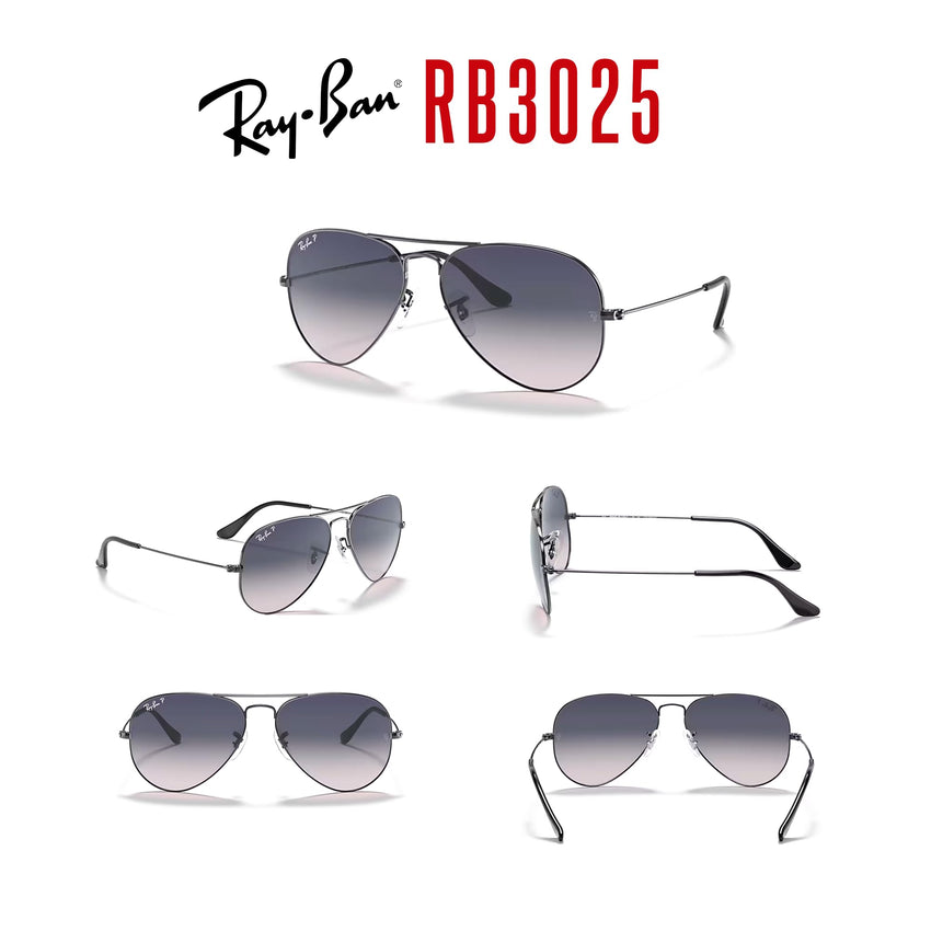 Ray - Ban RB3025 Metal POLARIZED Aviator Sunglasses For Men For Women + BUNDLE with Designer iWear Eyewear Care Kit - 7DAY'S
