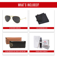 Ray - Ban RB3025 Metal POLARIZED Aviator Sunglasses For Men For Women + BUNDLE with Designer iWear Eyewear Care Kit - 7DAY'S