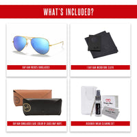 Ray - Ban RB3025 Metal POLARIZED Aviator Sunglasses For Men For Women + BUNDLE with Designer iWear Eyewear Care Kit - 7DAY'S