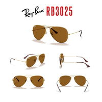 Ray - Ban RB3025 Metal POLARIZED Aviator Sunglasses For Men For Women + BUNDLE with Designer iWear Eyewear Care Kit - 7DAY'S